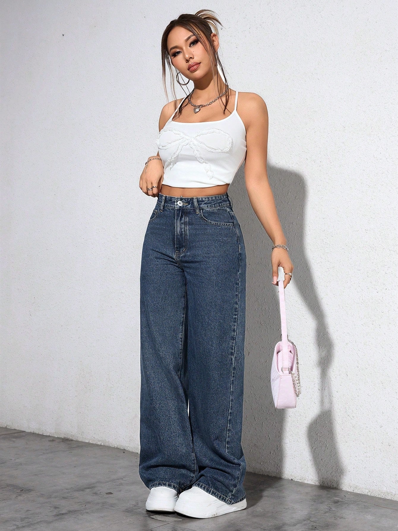 SHEIN EZwear Jean Droit Taille Haute