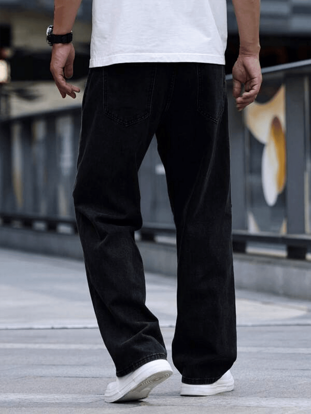 1 pièce Jeans décontractés coupe droite ample, style de rue pour homme, lavage, mode coréenne, polyvalent