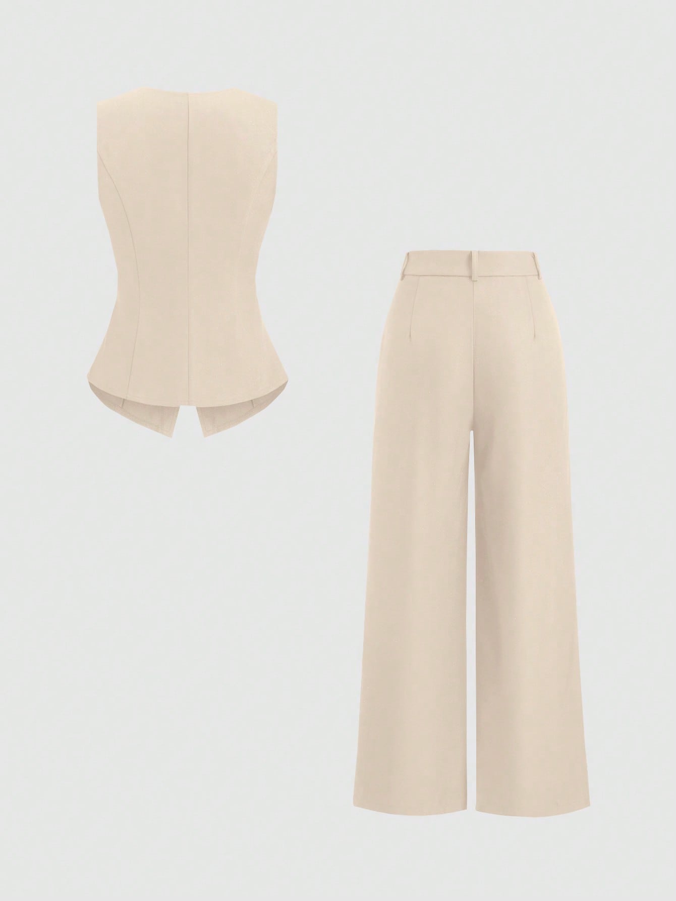 Sweetra Ensemble 2 pièces pour femmes, composé d'un gilet croisé et d'un pantalon large plissé