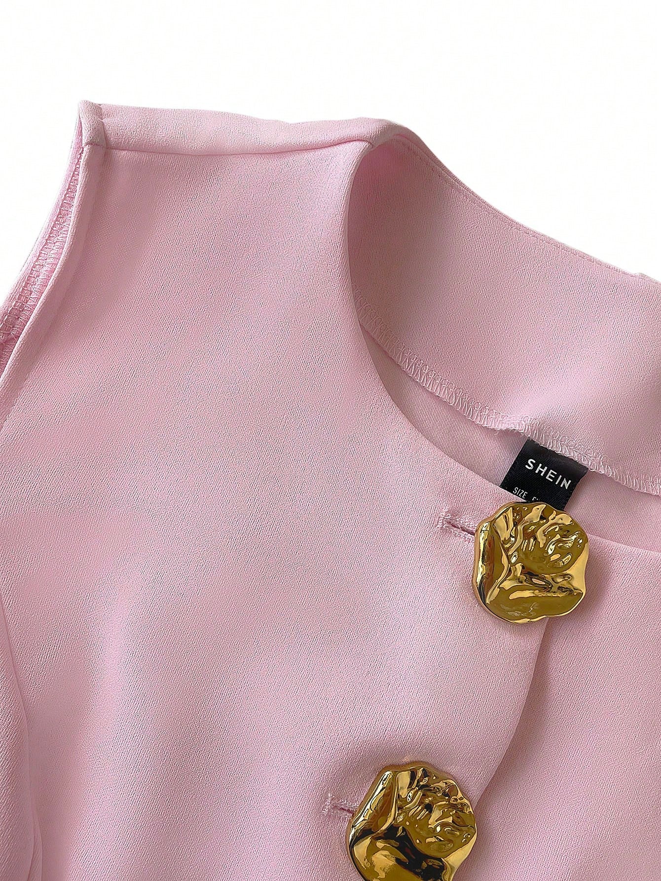 Sweetra Blazer sans manches basique de style français pour femmes avec boutons en métal, fin