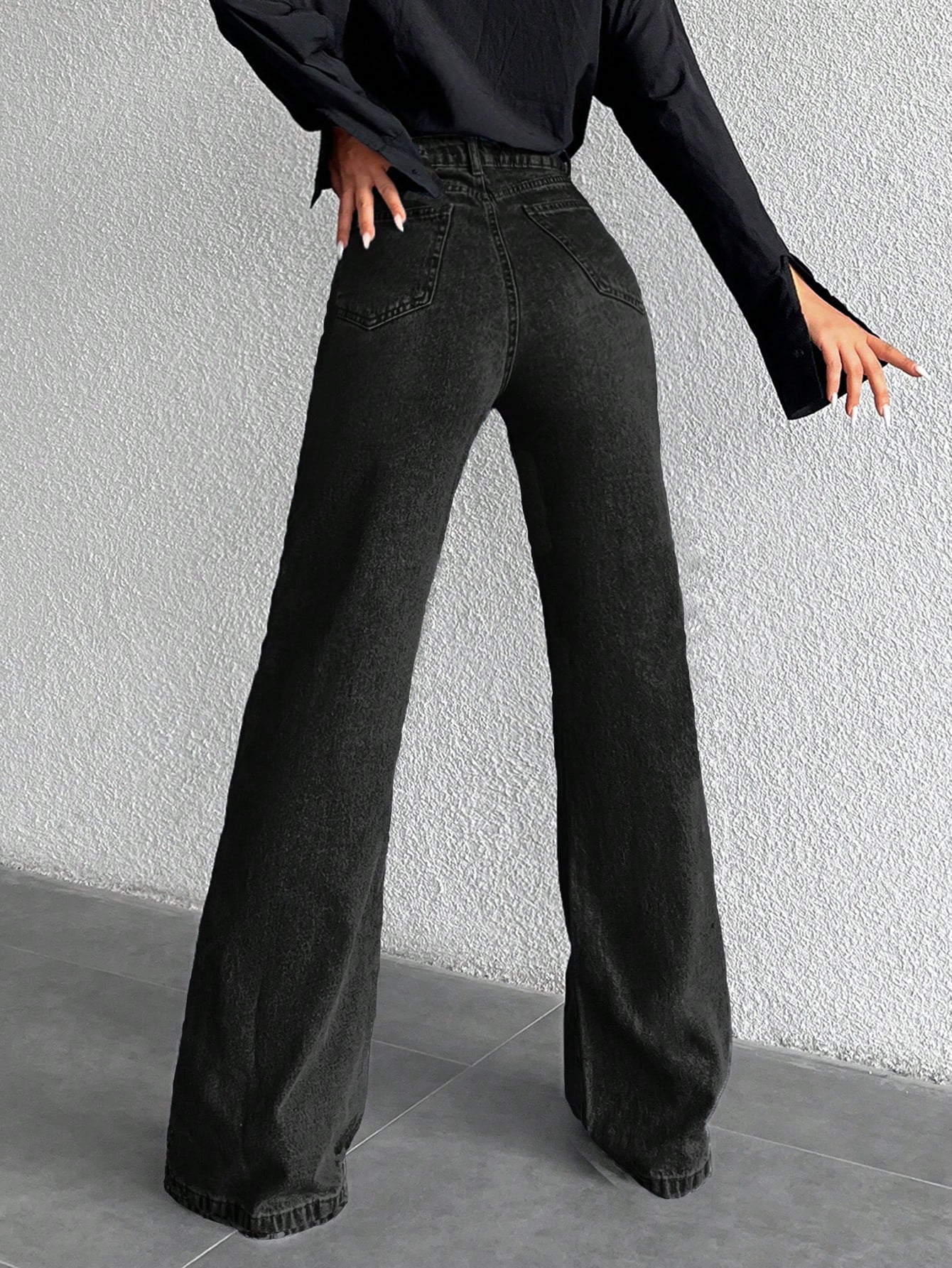 Jeans grande taille à jambes larges en coton 100%