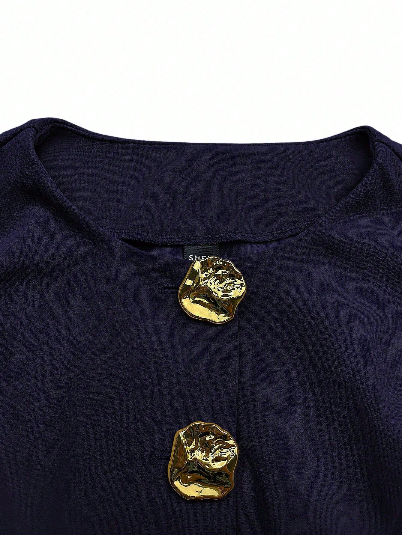 Sweetra Blazer sans manches basique de style français pour femmes avec boutons en métal, fin