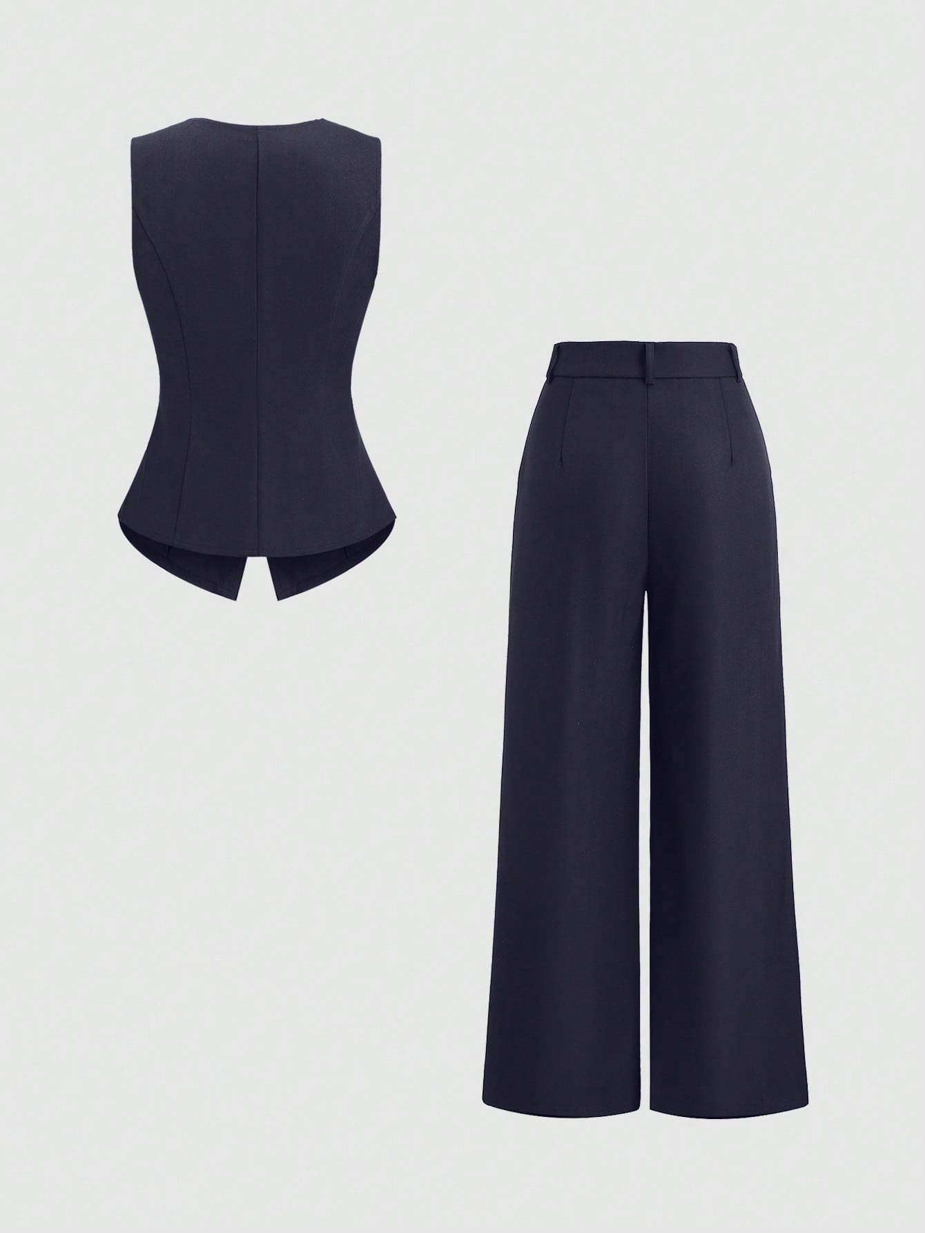 Sweetra Ensemble 2 pièces pour femmes, composé d'un gilet croisé et d'un pantalon large plissé