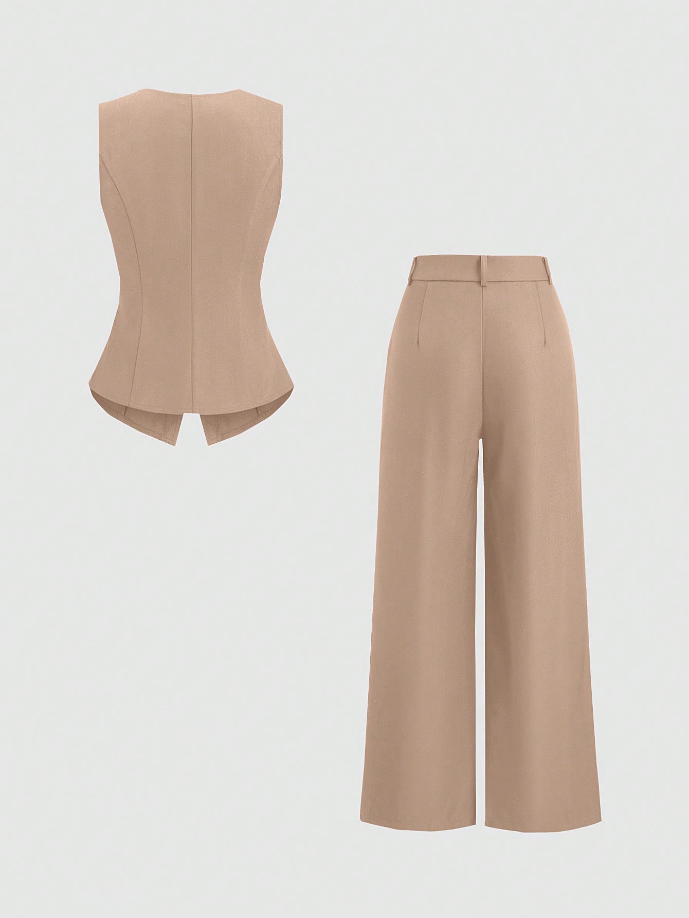 Sweetra Ensemble 2 pièces pour femmes, composé d'un gilet croisé et d'un pantalon large plissé