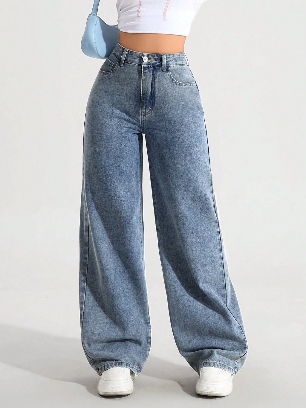 SHEIN EZwear Jean Droit Taille Haute