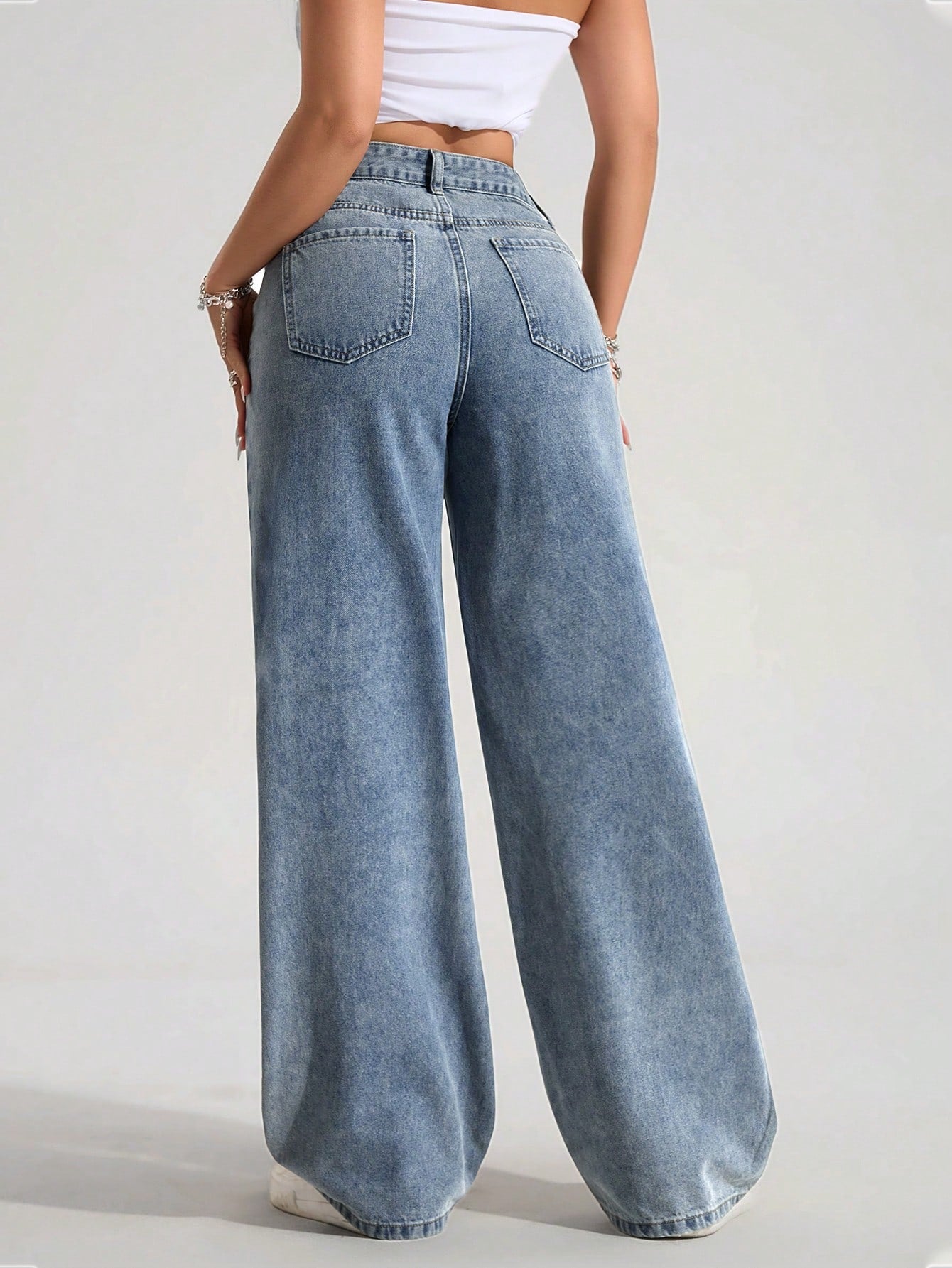 SHEIN EZwear Jean Droit Taille Haute