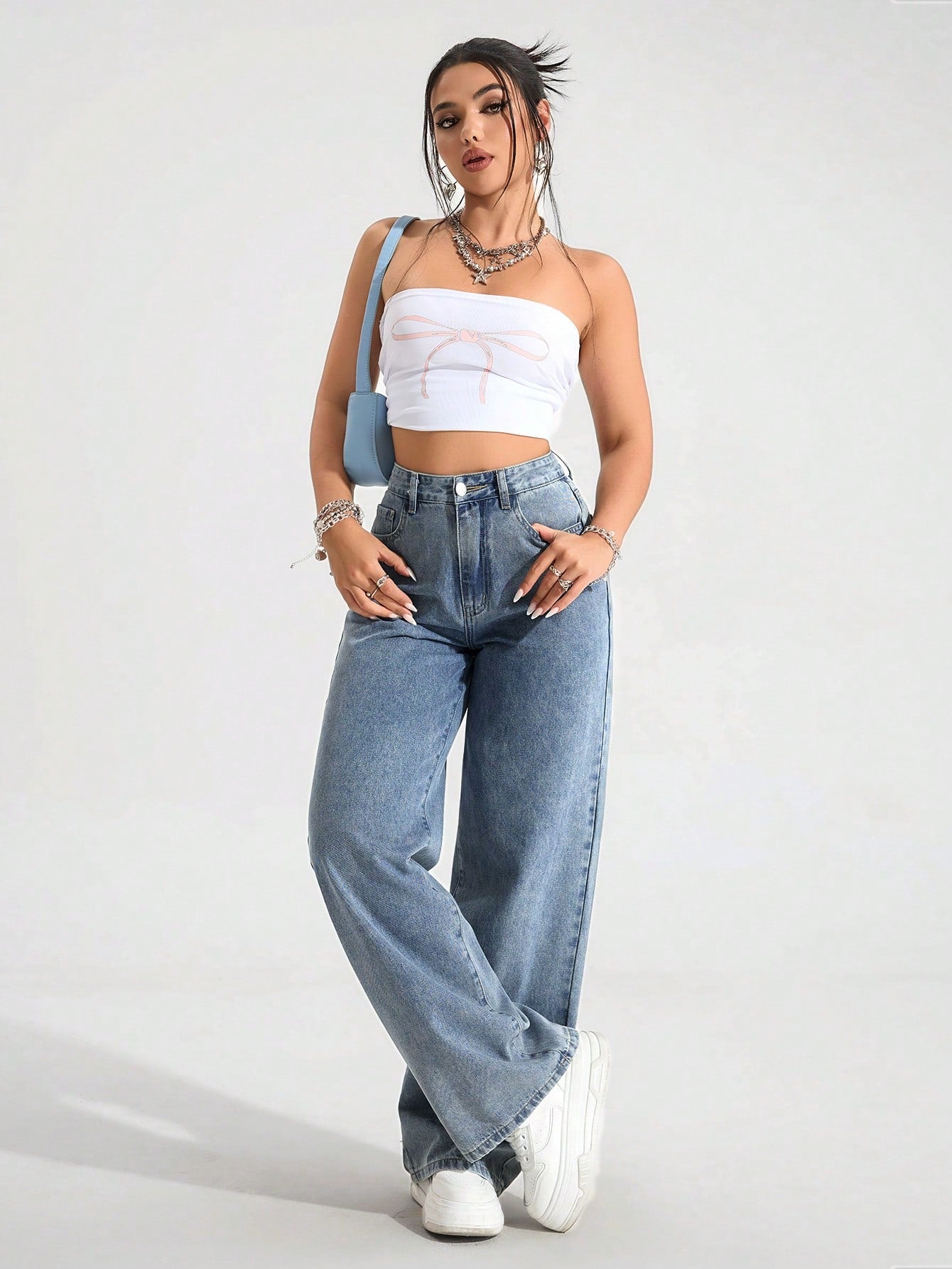 SHEIN EZwear Jean Droit Taille Haute