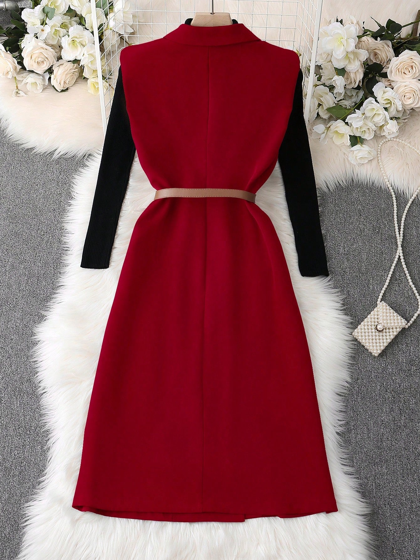 SHEIN Clasi Blazer sans manches à double boutonnage de couleur unie décontracté