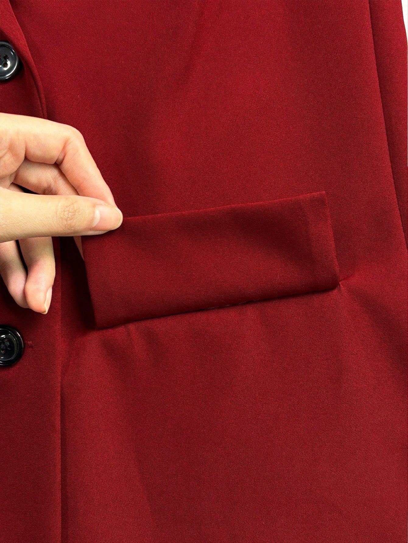SHEIN Clasi Blazer sans manches à double boutonnage de couleur unie décontracté