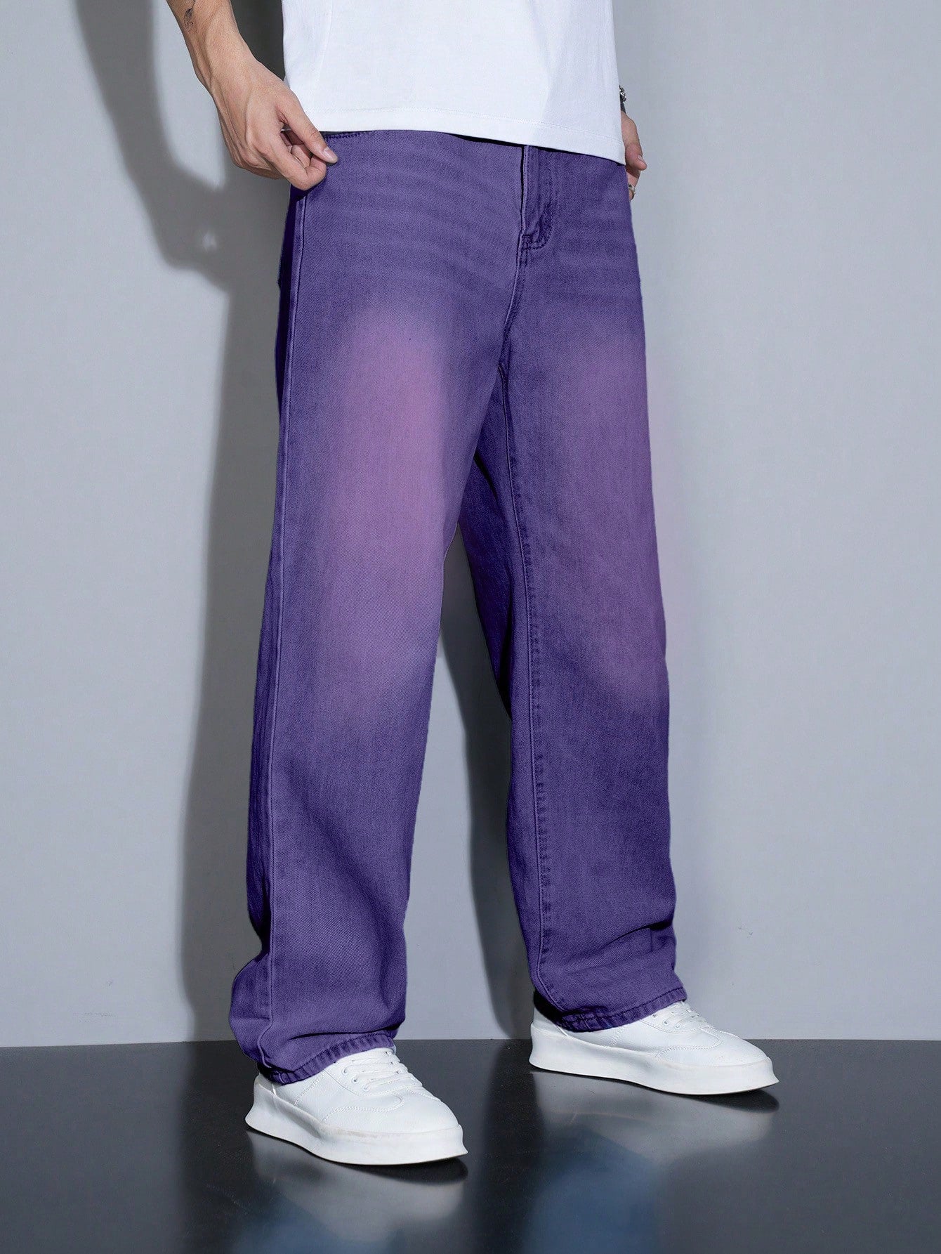 Manfinity Homme Jeans en denim casual à coupe droite et ample avec plusieurs poches pour hommes