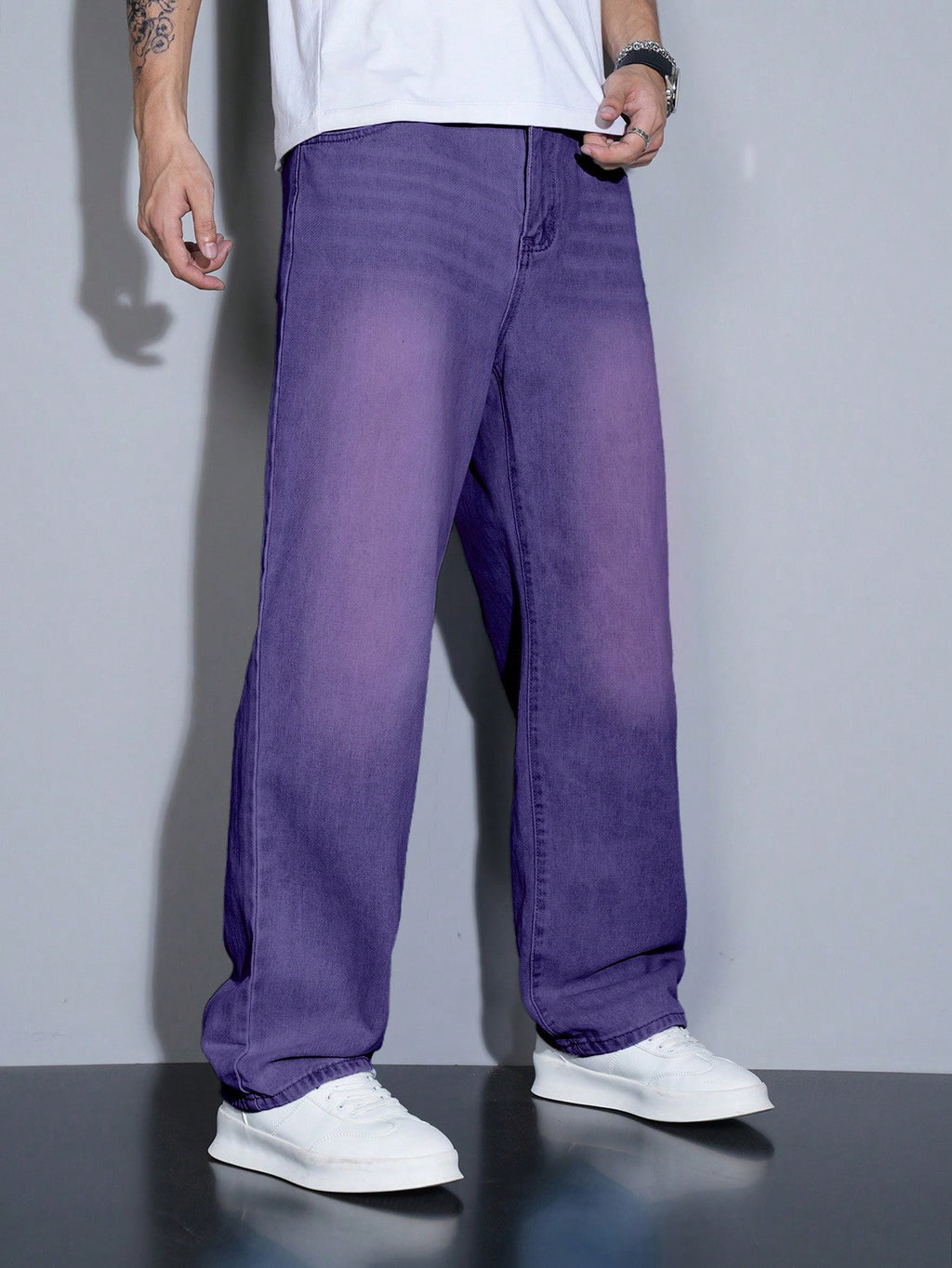 Manfinity Homme Jeans en denim casual à coupe droite et ample avec plusieurs poches pour hommes