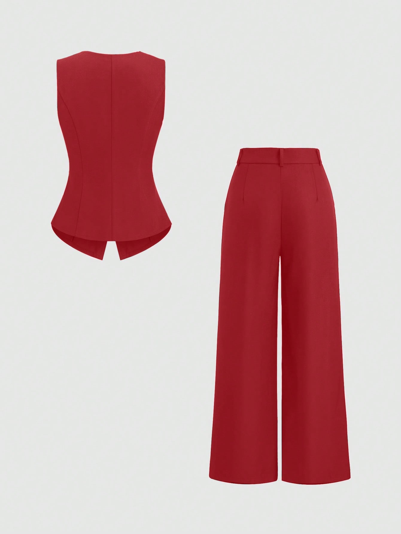 Sweetra Ensemble 2 pièces pour femmes, composé d'un gilet croisé et d'un pantalon large plissé