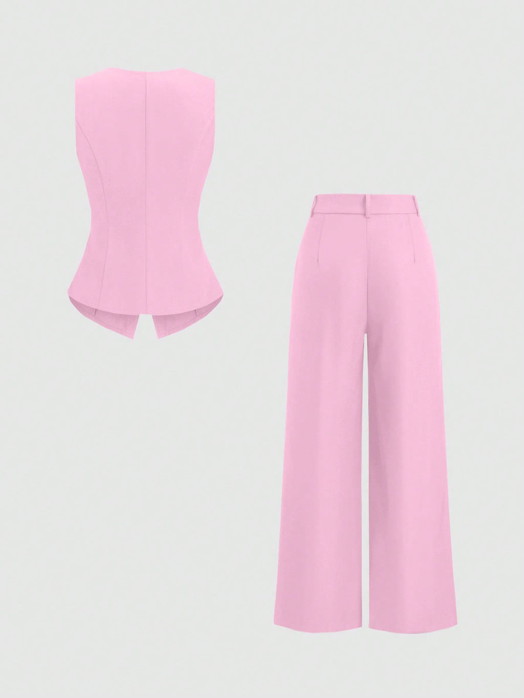 Sweetra Ensemble 2 pièces pour femmes, composé d'un gilet croisé et d'un pantalon large plissé