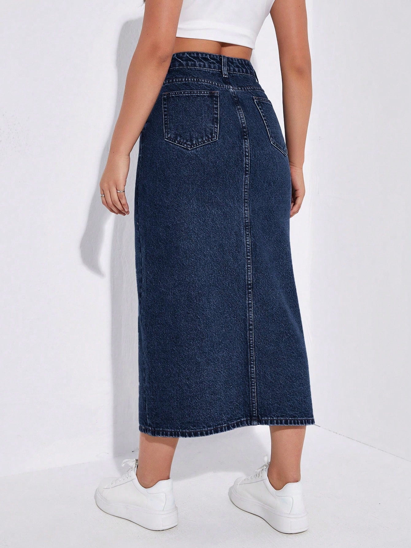 SHEIN EZwear Jupe en jean taille haute fendu
