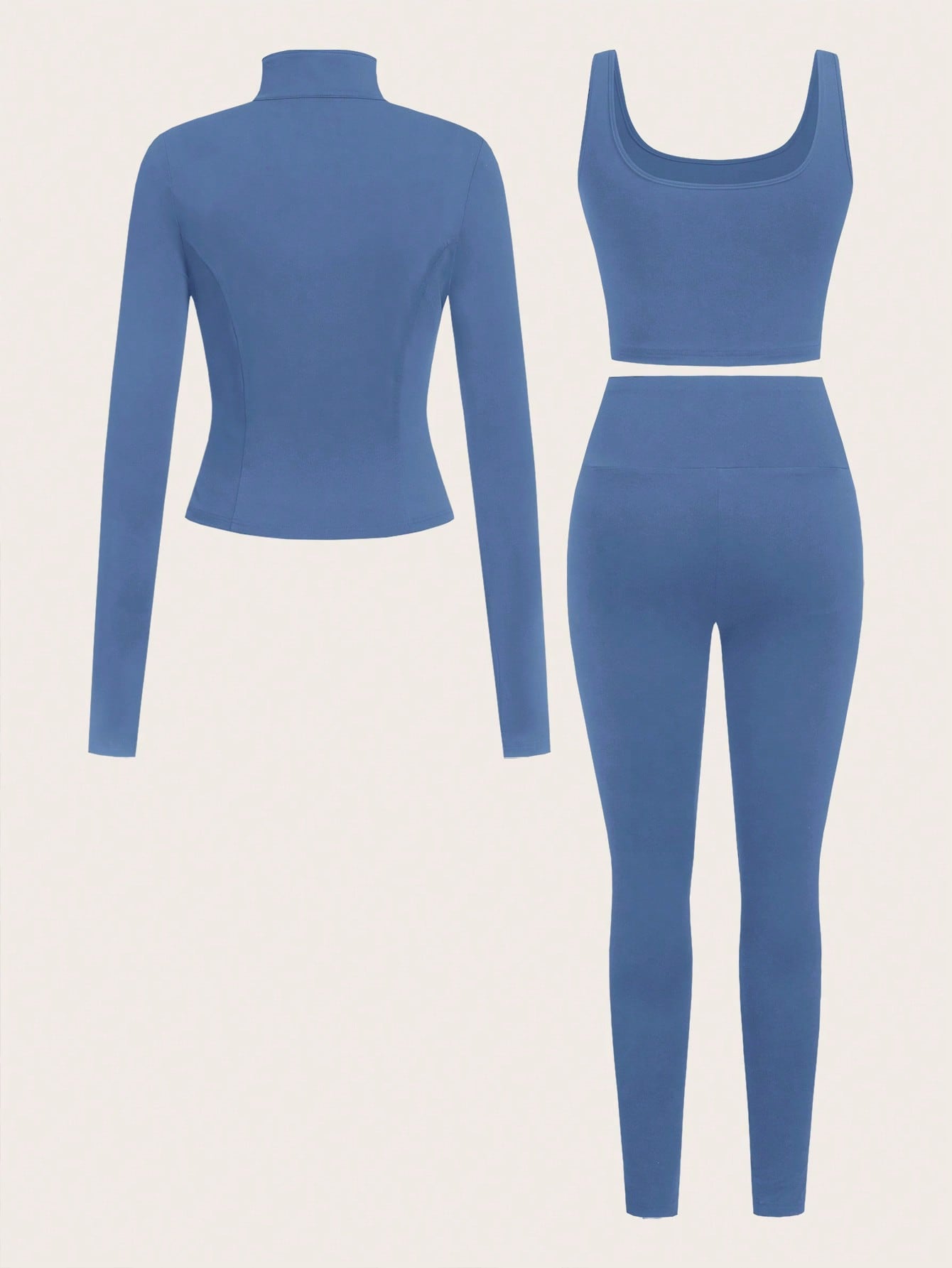 SHEIN EZwear Ensemble de 3 pièces de vêtements de sport pour femme comprenant un cardigan zippé en tricot noir, un débardeur et un pantalon