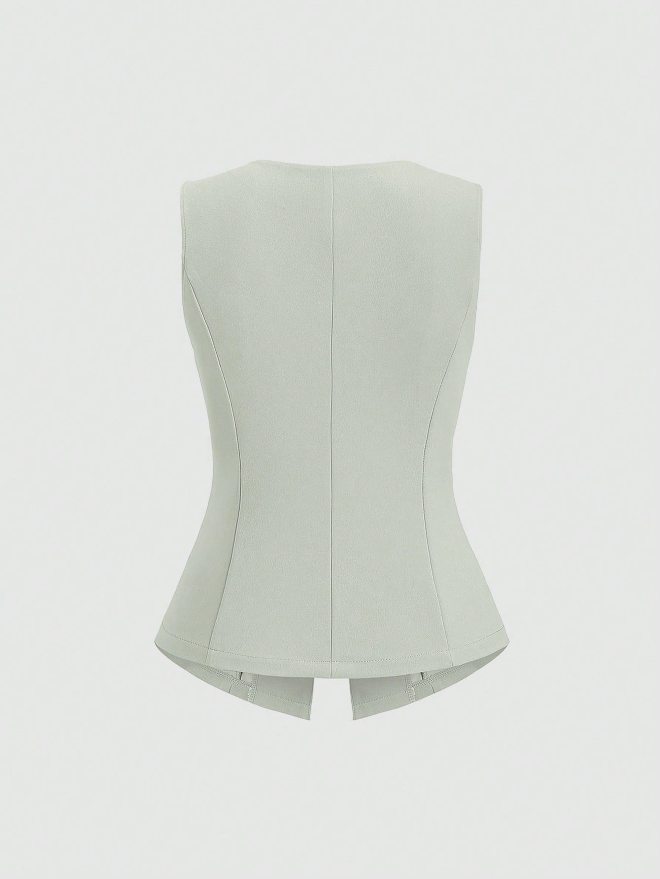 Sweetra Blazer sans manches basique de style français pour femmes avec boutons en métal, fin