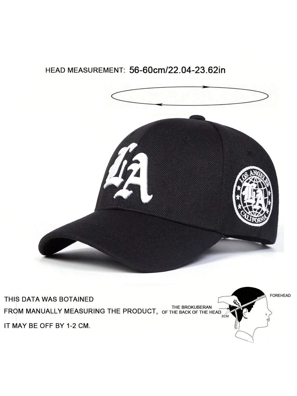 Casquette de baseball brodée style gothique LA pour homme, style streetwear, décontractée, idéale pour le printemps, l'automne, les voyages, la plage et les vacances.