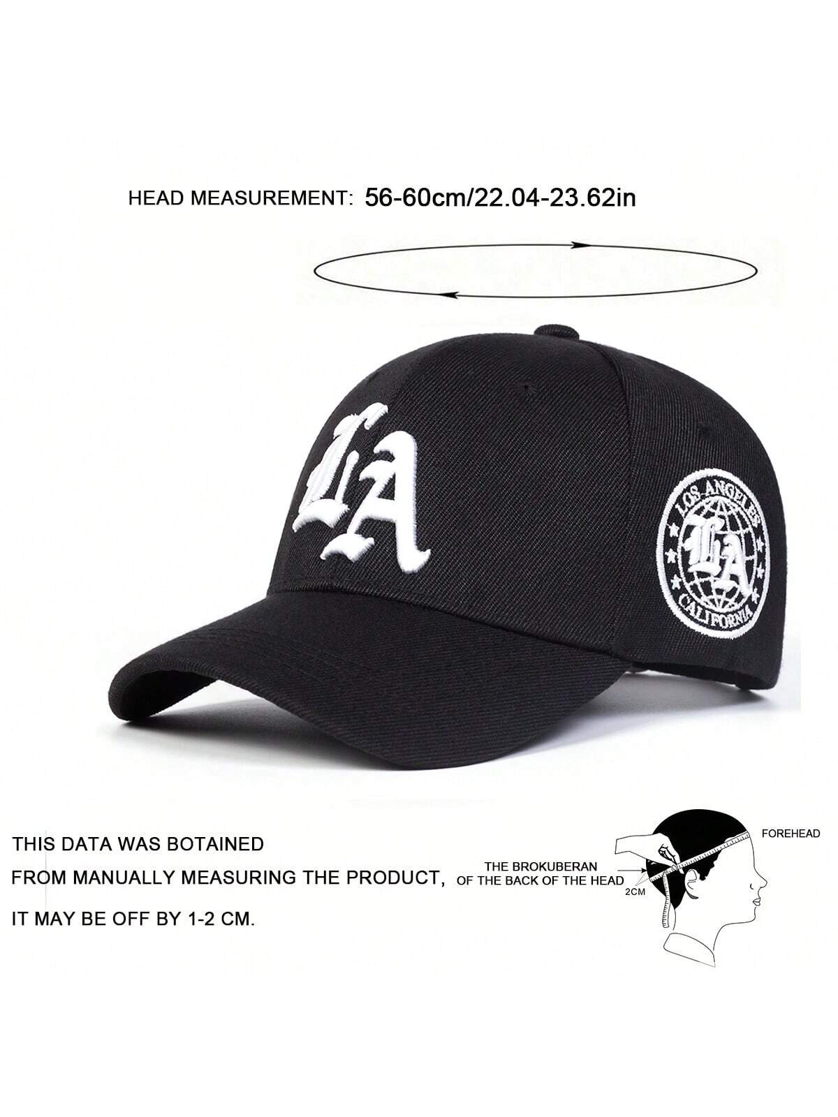 Casquette de baseball brodée style gothique LA pour homme, style streetwear, décontractée, idéale pour le printemps, l'automne, les voyages, la plage et les vacances.