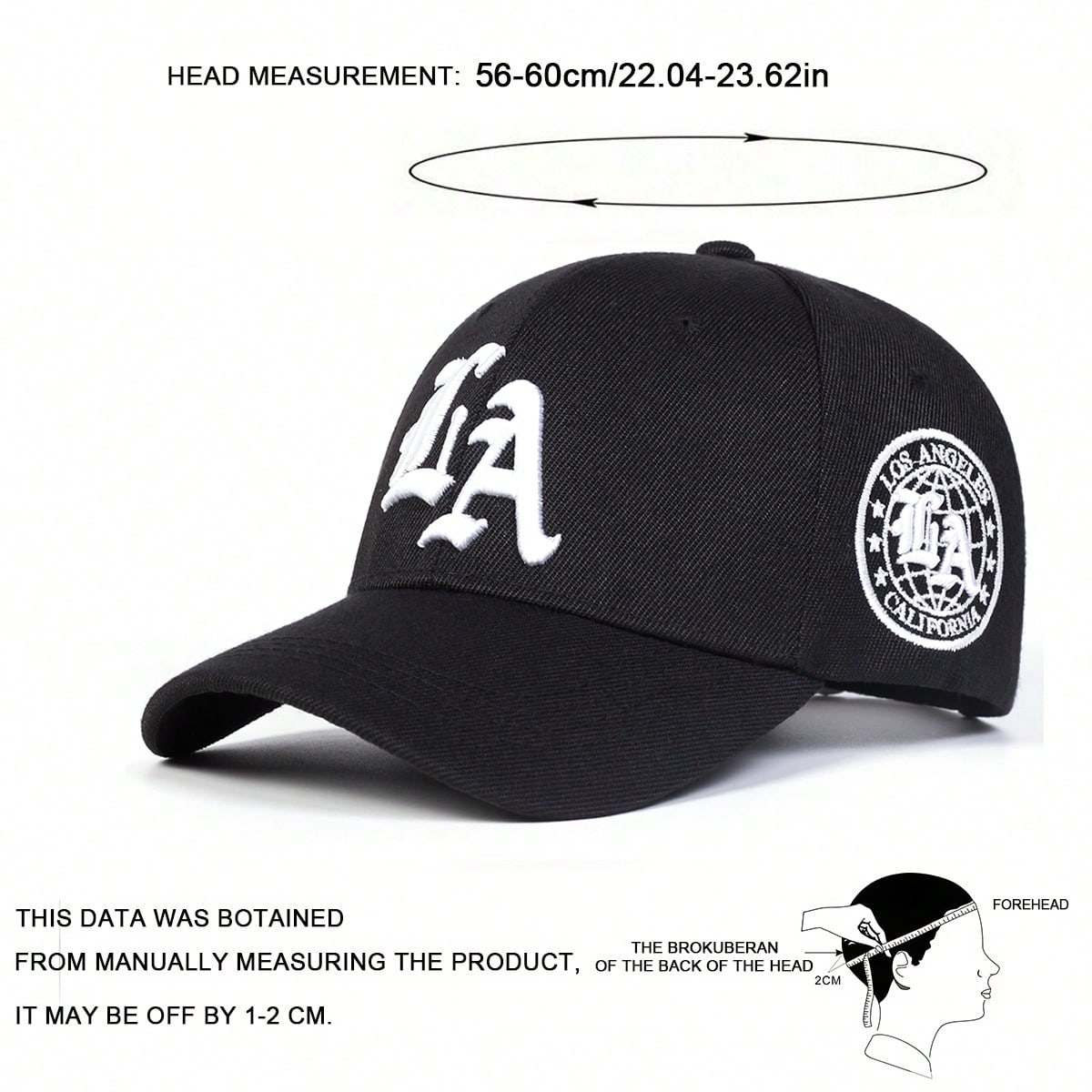 Casquette de baseball brodée style gothique LA pour homme, style streetwear, décontractée, idéale pour le printemps, l'automne, les voyages, la plage et les vacances.