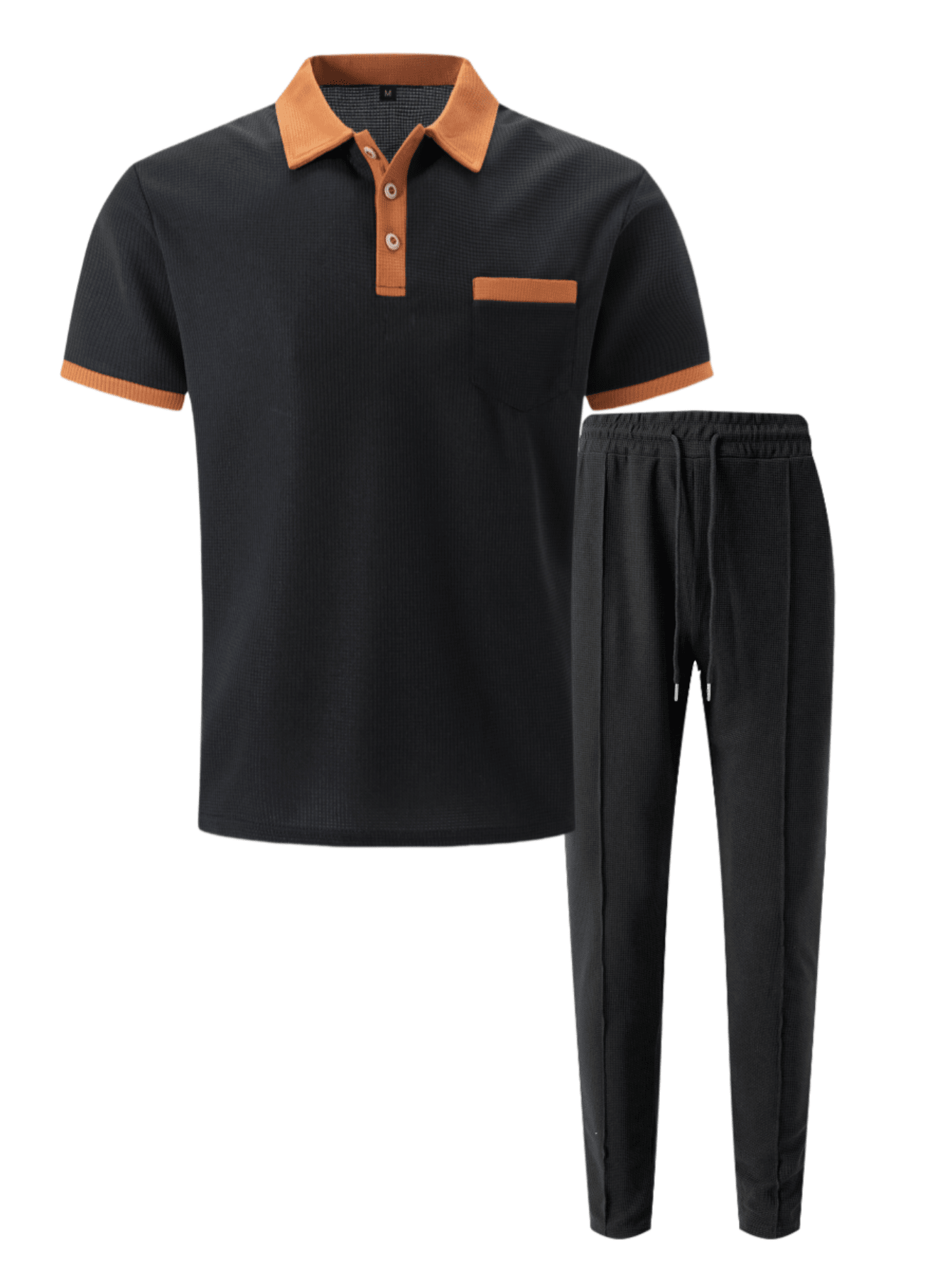 2 pièces Ensemble de sport pour homme, polo à manches courtes casual + pantalon long
