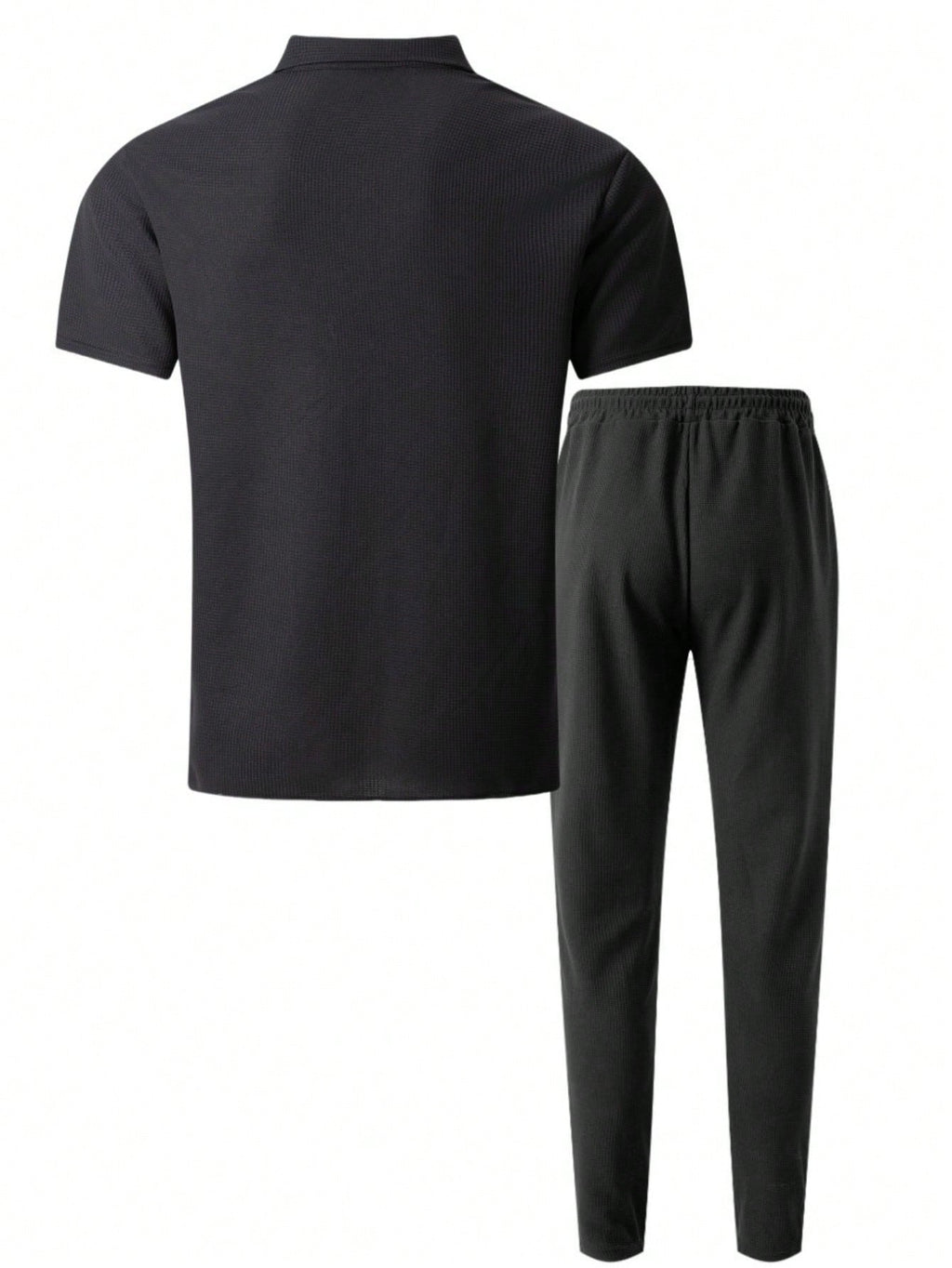 2 pièces Chemise décontractée mode homme avec boutons argentés contrastants, grandes poches et col châle + pantalon, tenue de printemps/été