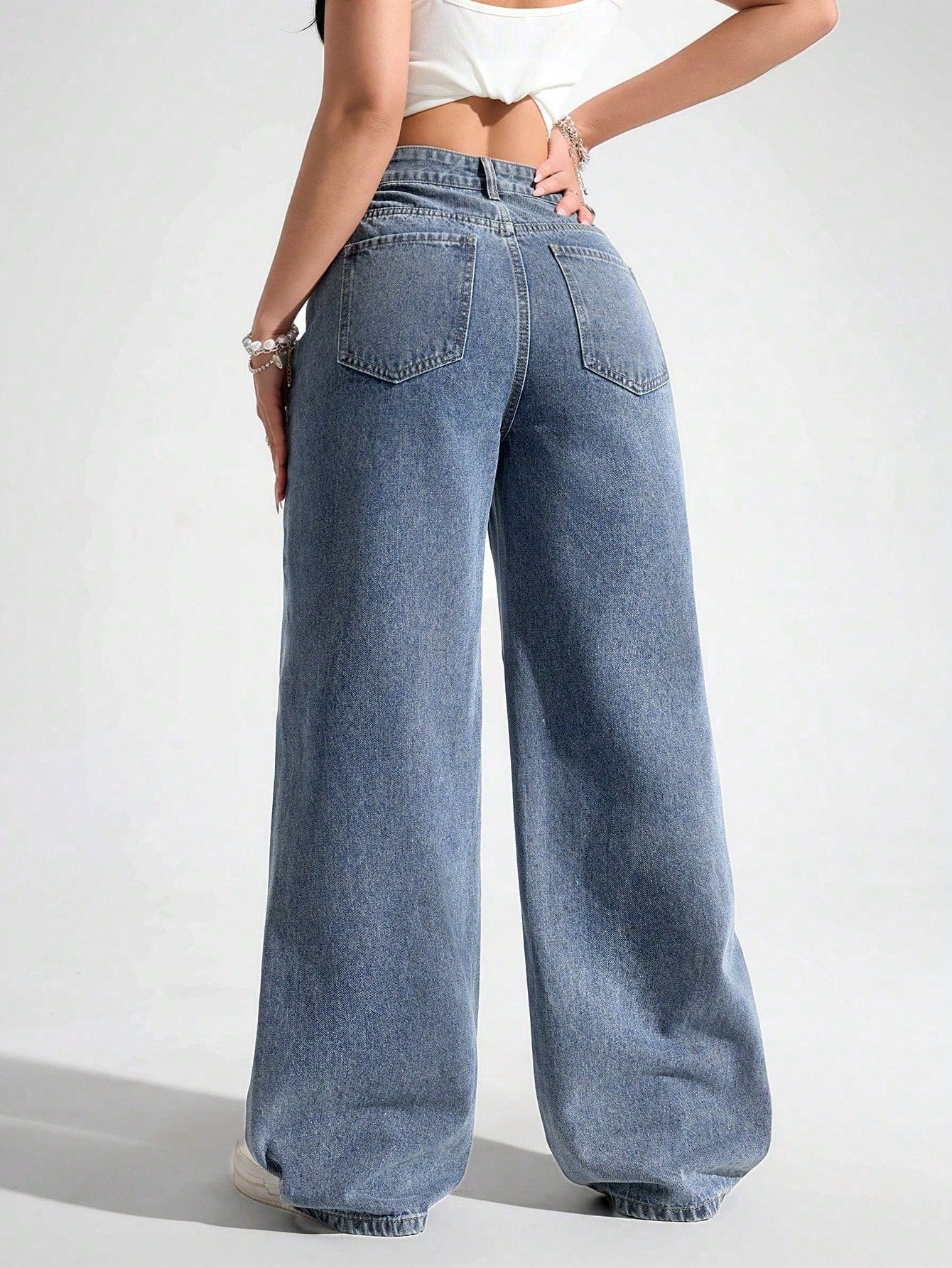 SHEIN EZwear Jean Droit Taille Haute