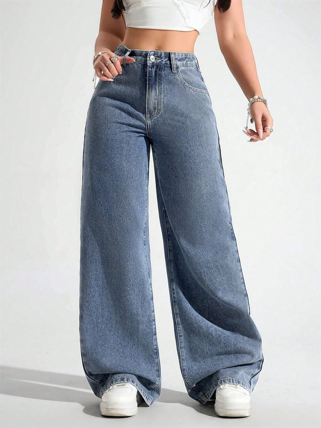 SHEIN EZwear Jean Droit Taille Haute
