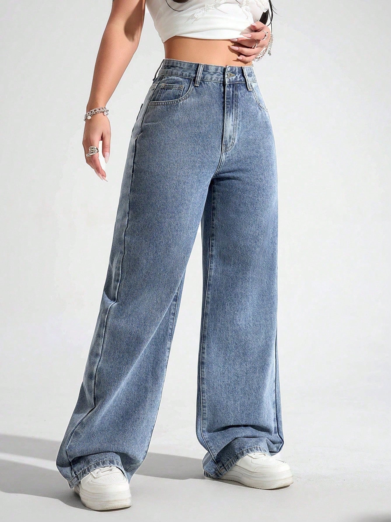 SHEIN EZwear Jean Droit Taille Haute
