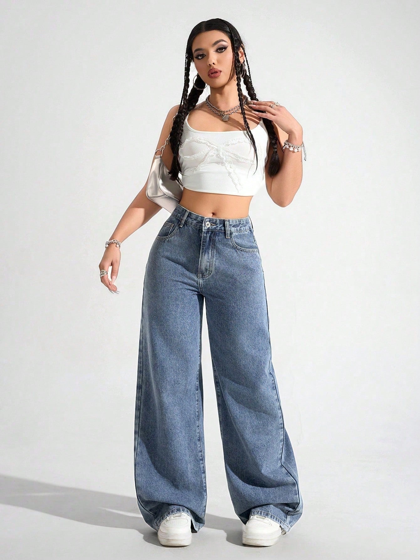 SHEIN EZwear Jean Droit Taille Haute
