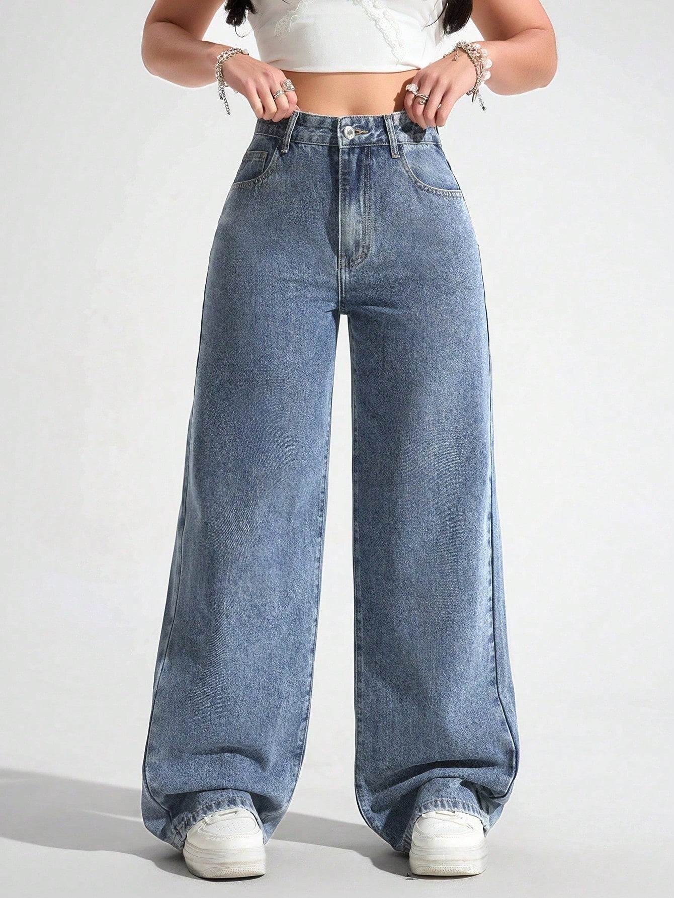 SHEIN EZwear Jean Droit Taille Haute