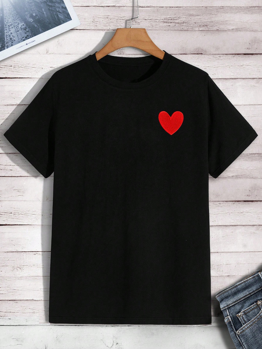 T-shirt Homme À Broderie Cœur