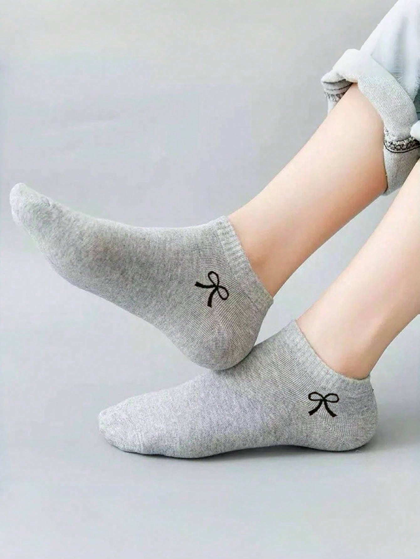 3/9/15 paires de chaussettes invisibles basses pour femmes avec nœud, design simple et mignon pour tous les jours, chaussettes confortables, douces et respirantes pour mocassins, printemps/été/automne