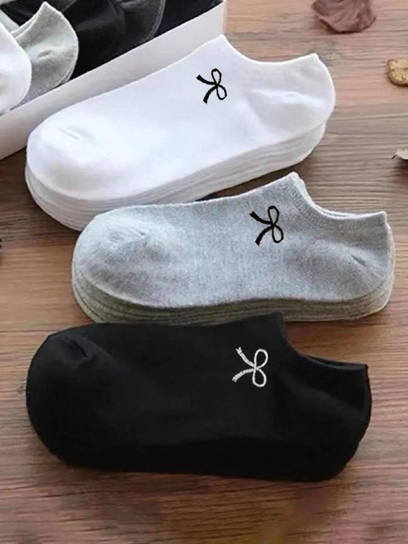 3/9/15 paires de chaussettes invisibles basses pour femmes avec nœud, design simple et mignon pour tous les jours, chaussettes confortables, douces et respirantes pour mocassins, printemps/été/automne