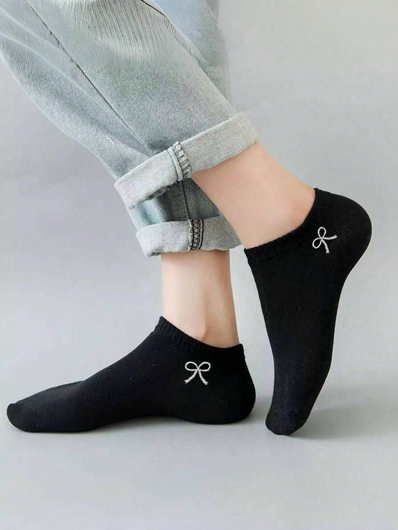 3/9/15 paires de chaussettes invisibles basses pour femmes avec nœud, design simple et mignon pour tous les jours, chaussettes confortables, douces et respirantes pour mocassins, printemps/été/automne