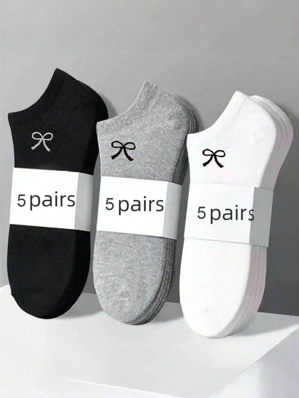 3/9/15 paires de chaussettes invisibles basses pour femmes avec nœud, design simple et mignon pour tous les jours, chaussettes confortables, douces et respirantes pour mocassins, printemps/été/automne