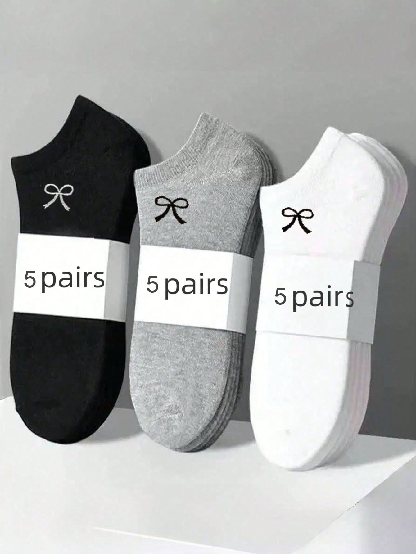 3/9/15 paires de chaussettes invisibles basses pour femmes avec nœud, design simple et mignon pour tous les jours, chaussettes confortables, douces et respirantes pour mocassins, printemps/été/automne