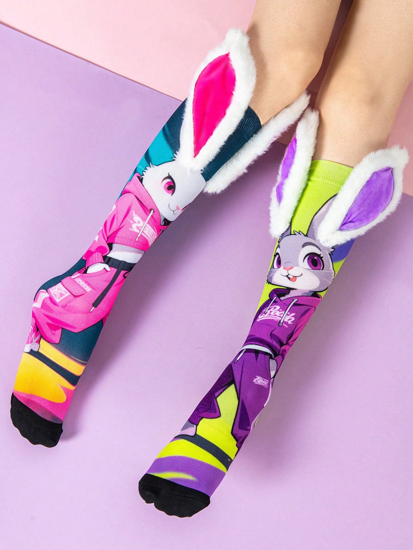 Chaussettes montantes mignonnes avec oreilles de lapin 3D pour enfants, chaussettes de fête élégantes pour enfants, rentrée scolaire, chaussettes de lapin amusantes et élégantes pour les petits fans