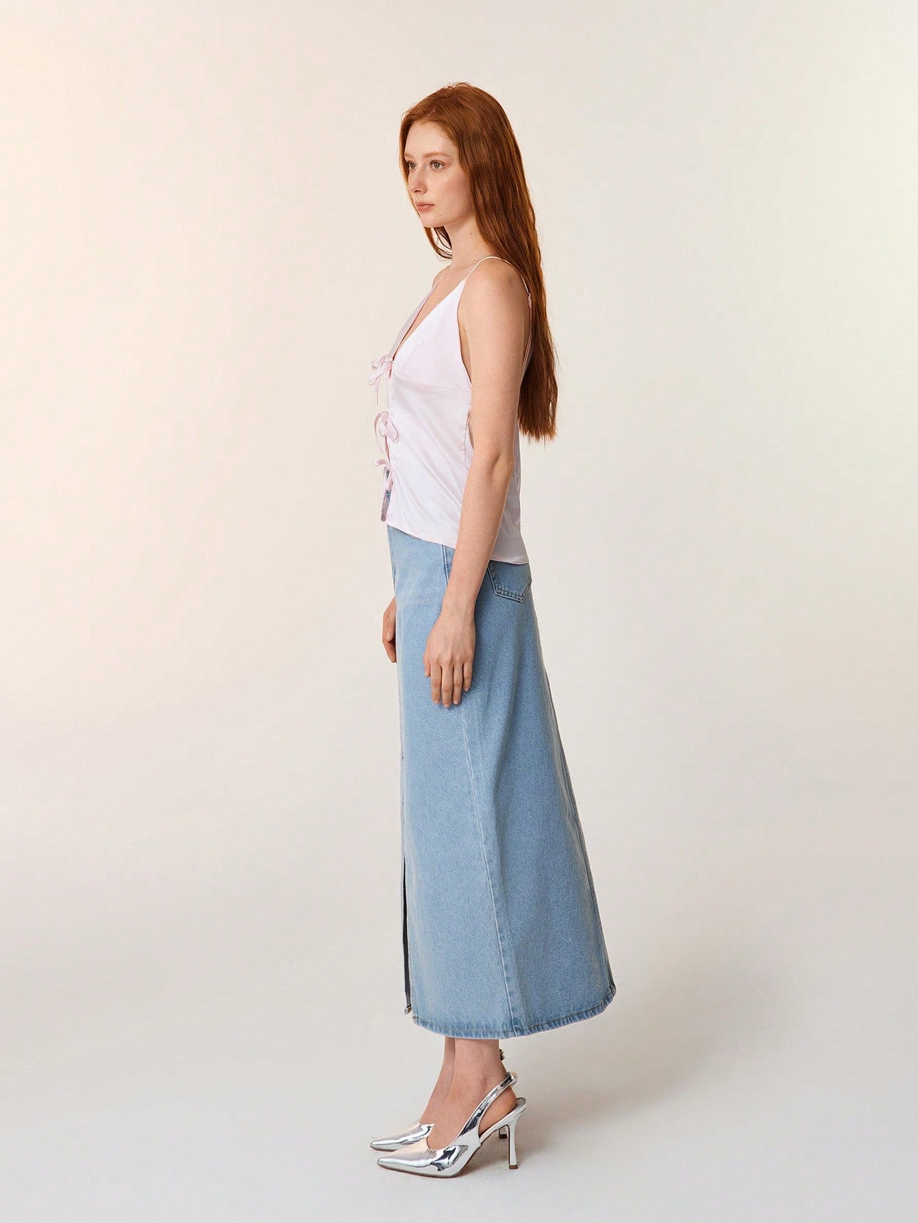 SHEIN EZwear Jupe en jean taille haute fendu