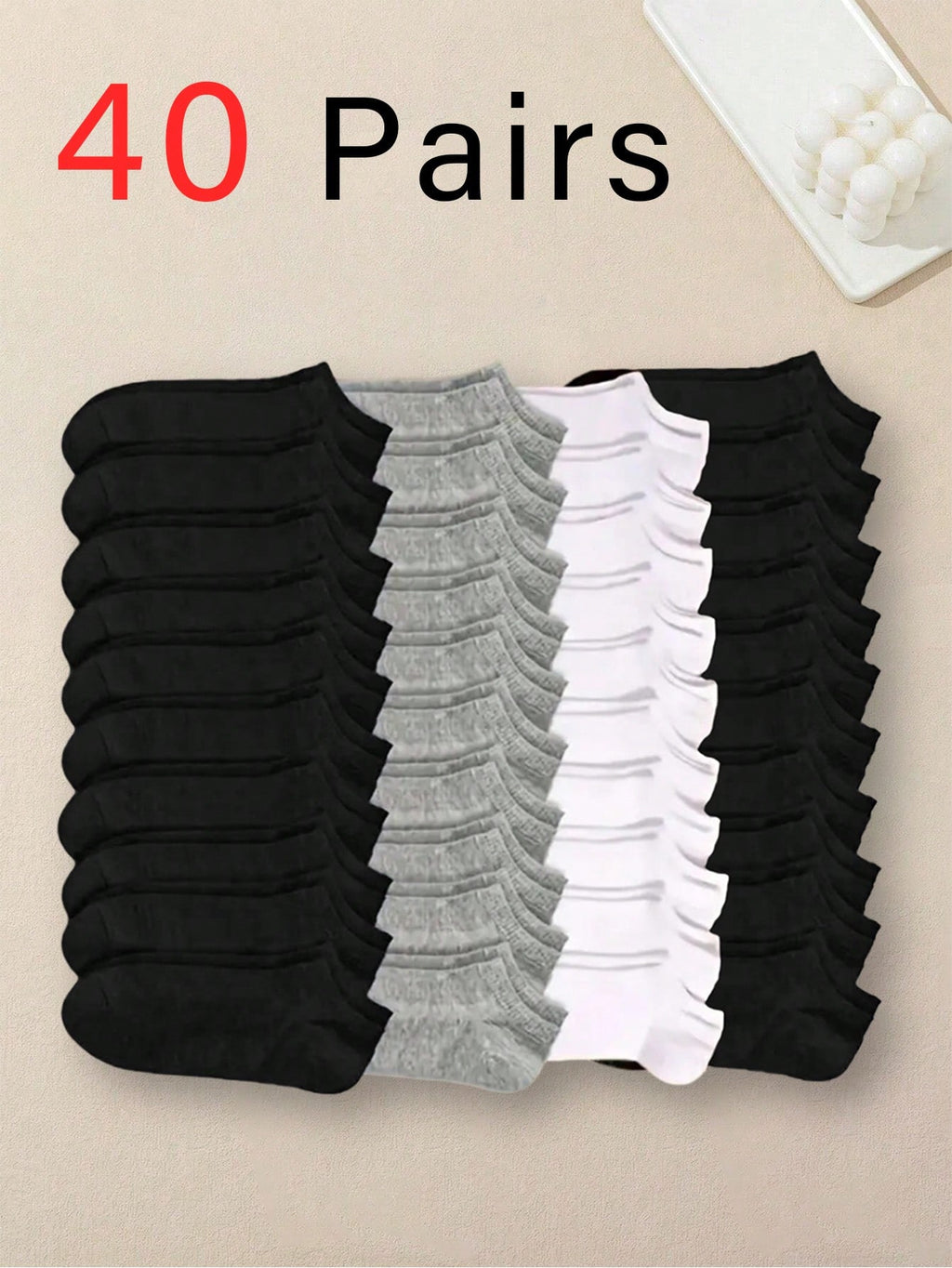 40 paires de chaussettes unisexes pour hommes, femmes, garçons et filles. Chaussettes invisibles, chaussettes d'équipe. Cadeau de printemps et d'été