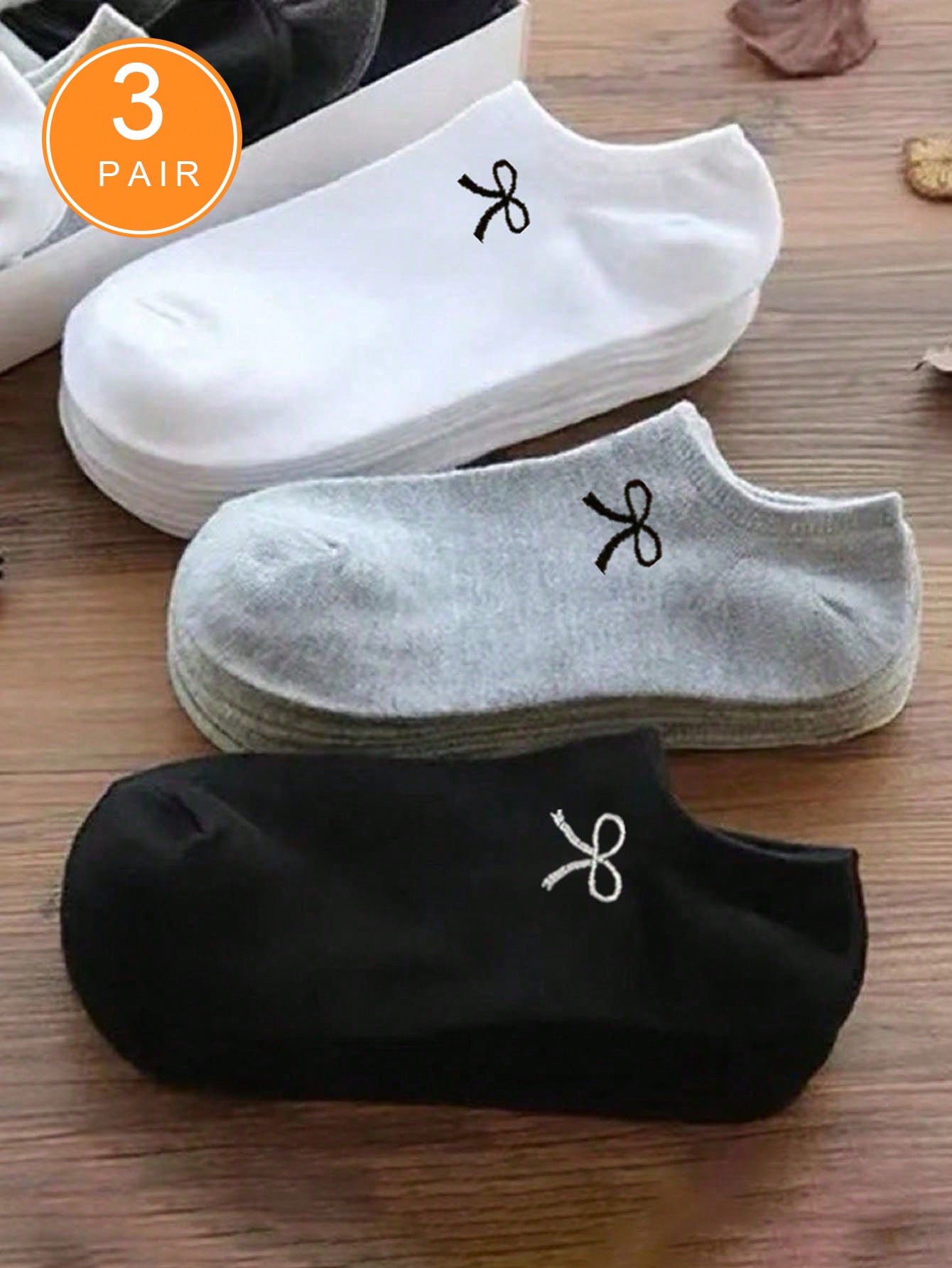 3/9/15 paires de chaussettes invisibles basses pour femmes avec nœud, design simple et mignon pour tous les jours, chaussettes confortables, douces et respirantes pour mocassins, printemps/été/automne
