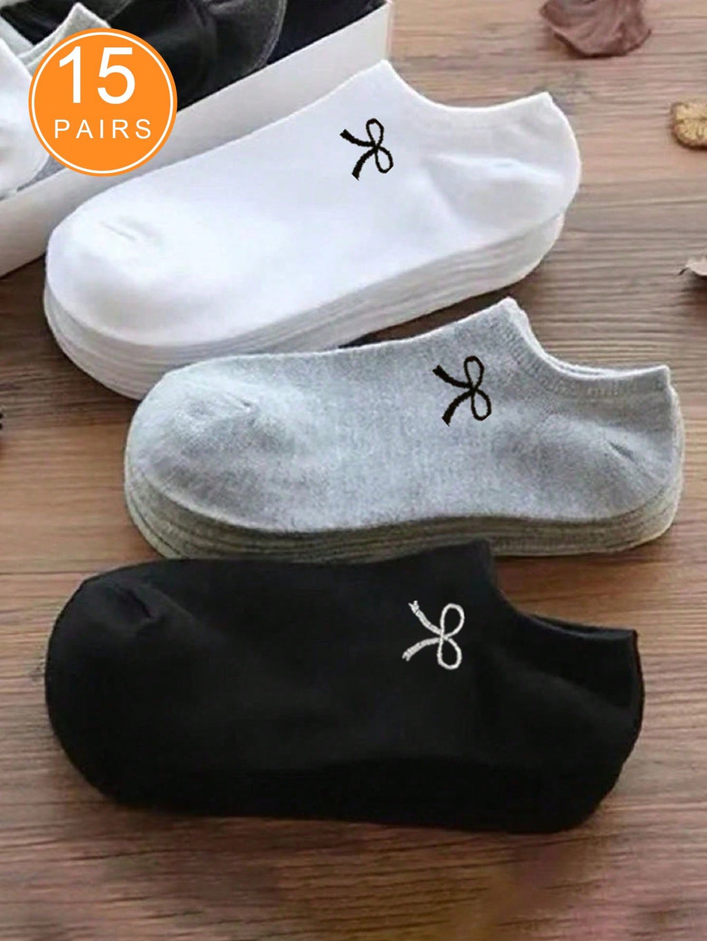 3/9/15 paires de chaussettes invisibles basses pour femmes avec nœud, design simple et mignon pour tous les jours, chaussettes confortables, douces et respirantes pour mocassins, printemps/été/automne