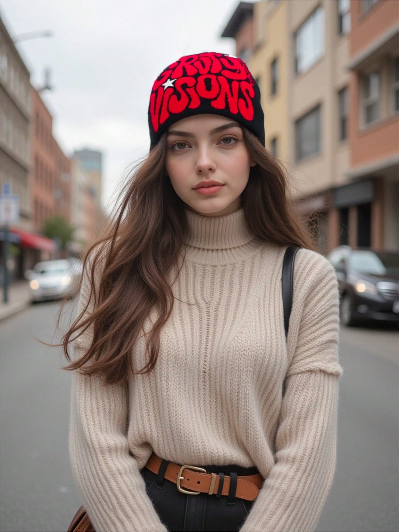 Bonnet tricoté chaud, style Y2K, casquette unisexe à design de lettre acrylique pour hommes et femmes, streetwear décontracté pour l'automne/l'hiver