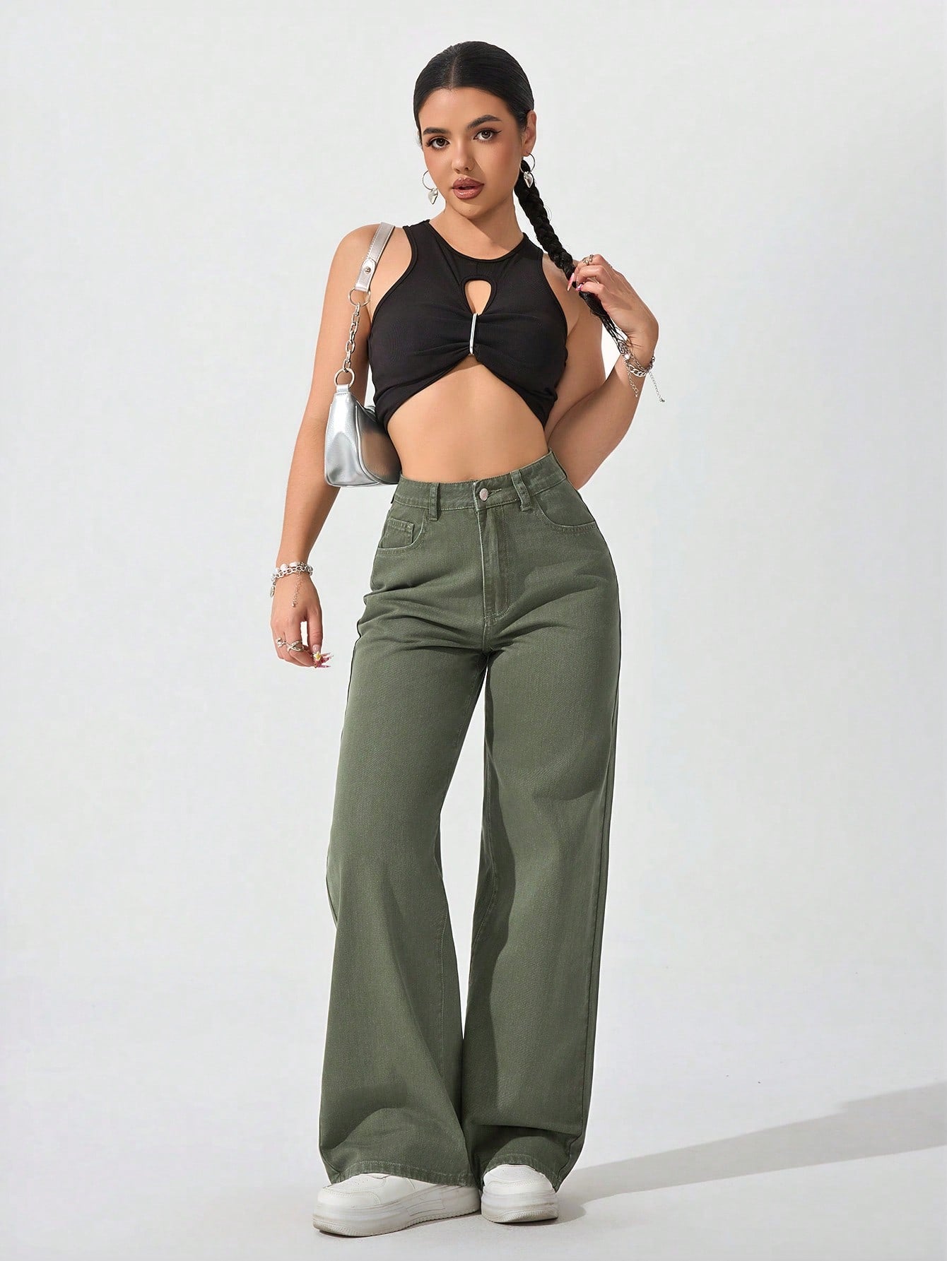 SHEIN EZwear Jean Droit Taille Haute