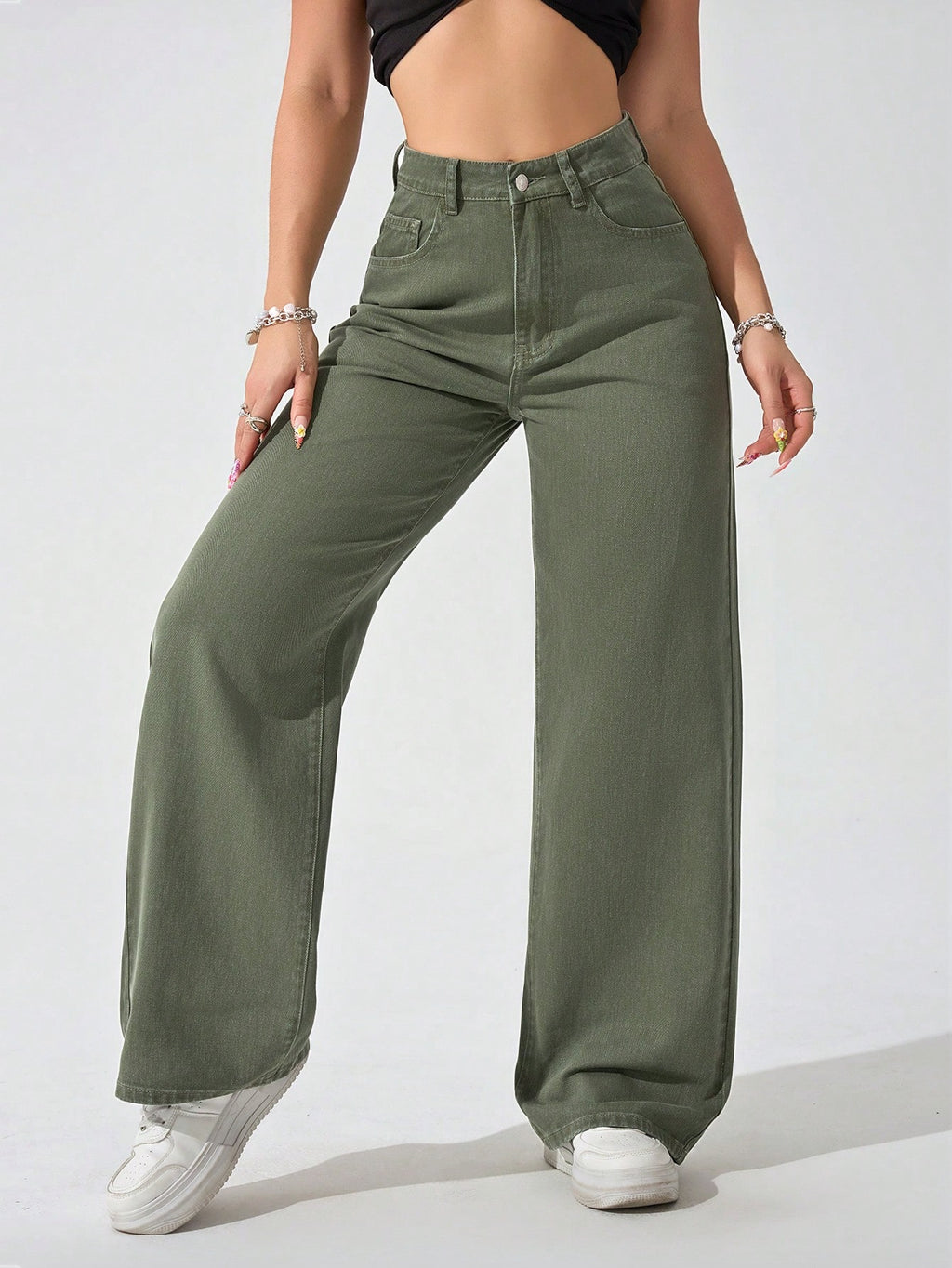 SHEIN EZwear Jean Droit Taille Haute