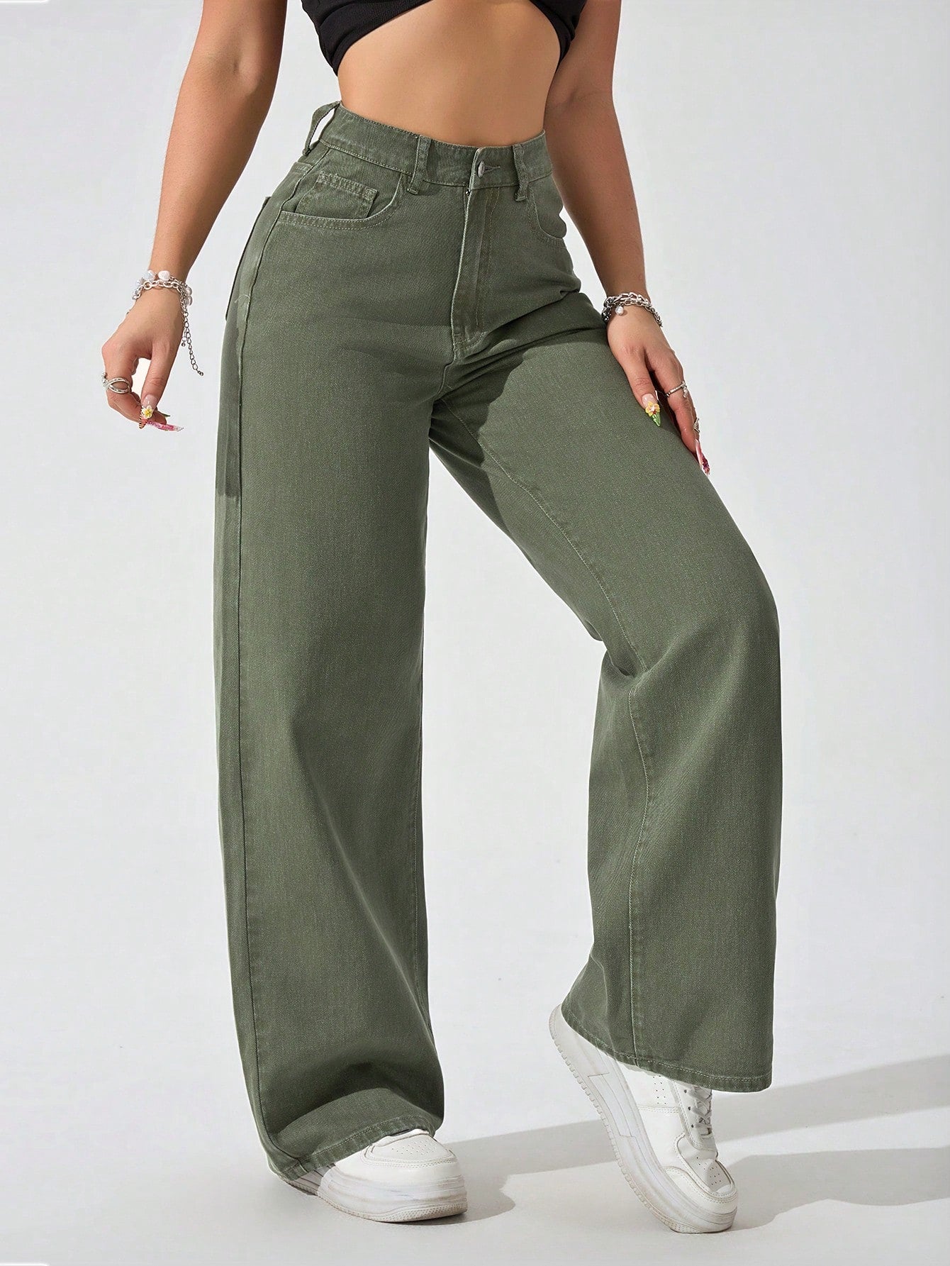 SHEIN EZwear Jean Droit Taille Haute