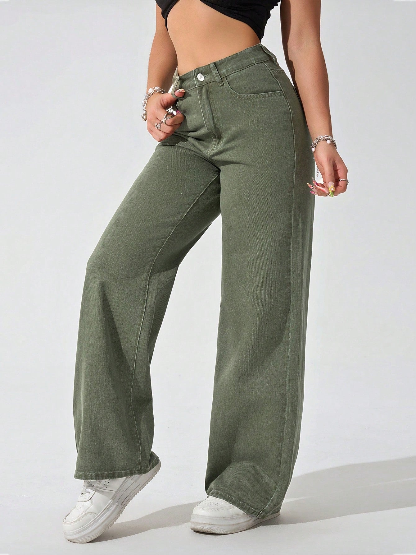 SHEIN EZwear Jean Droit Taille Haute