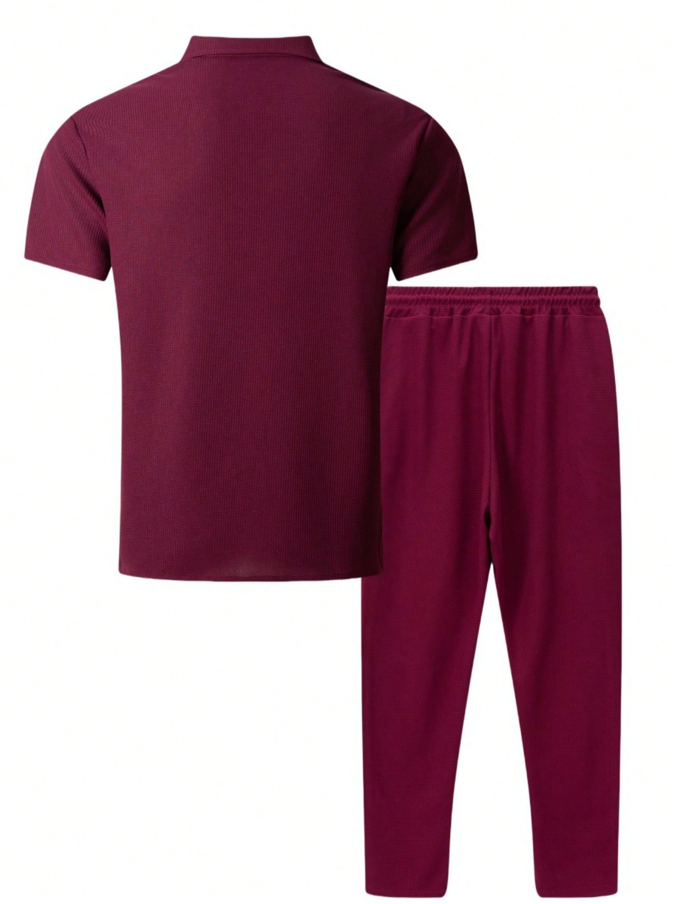 2 pièces Chemise décontractée mode homme avec boutons argentés contrastants, grandes poches et col châle + pantalon, tenue de printemps/été