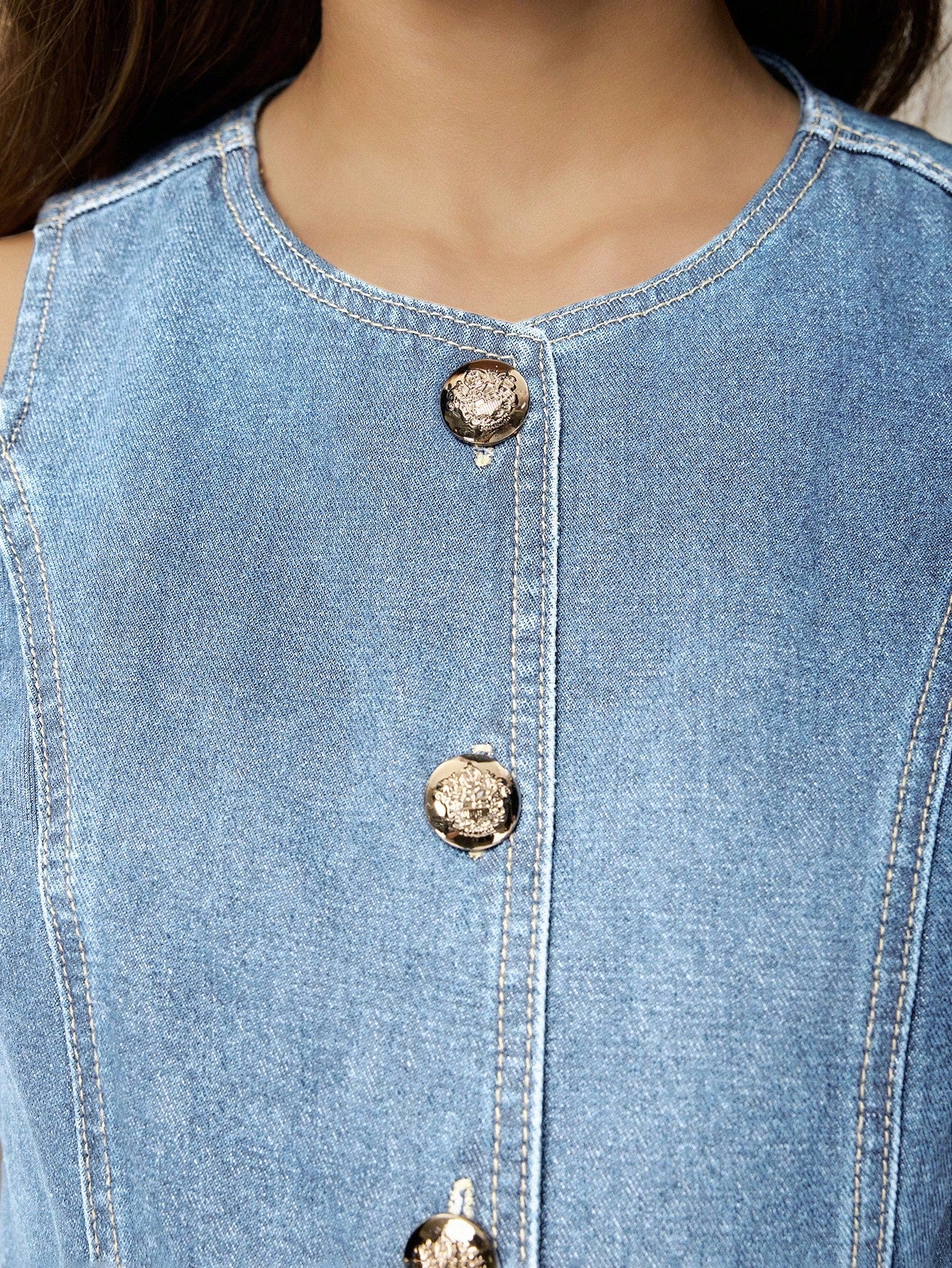 Poéselle Ensemble 2 pièces pour femmes : débardeur avec fente à la taille et boutons en métal, et jeans longs. Ensemble en denim élégant, jeans à jambe large et ample, jeans taille haute pour femmes, FW25