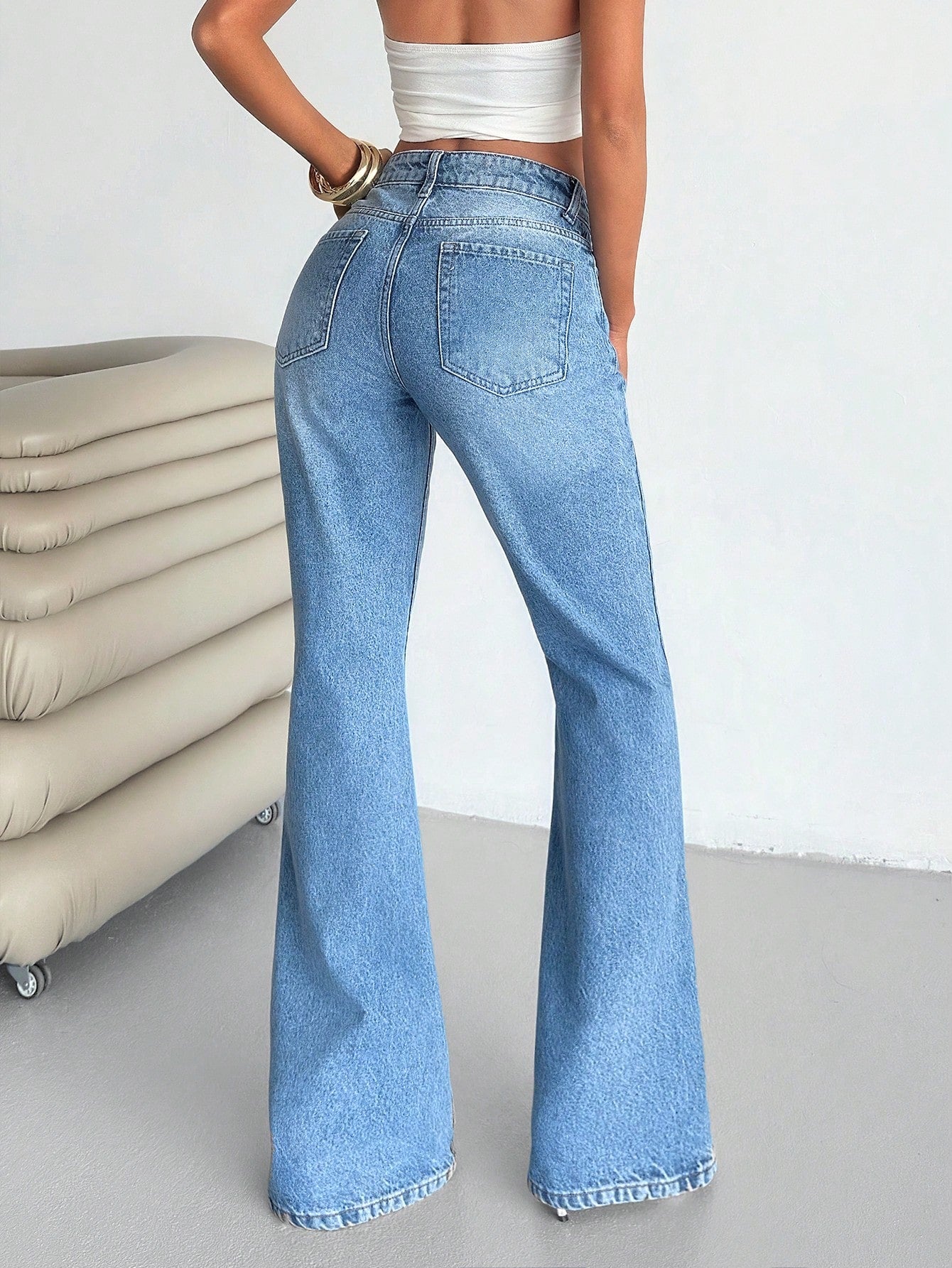 Jeans grande taille à jambes larges en coton 100%