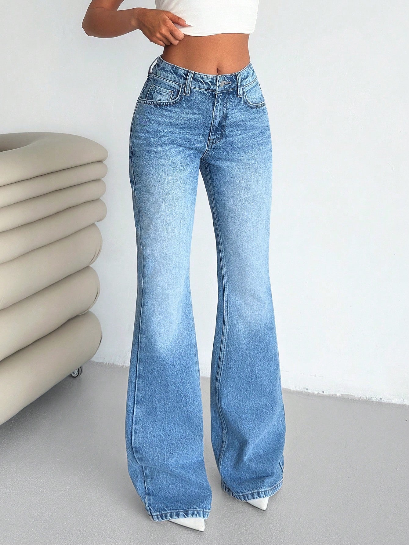 Jeans grande taille à jambes larges en coton 100%